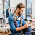 Fashion designer at the studio